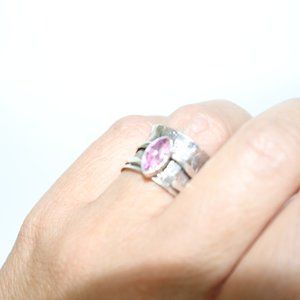 Pink and 925 silver swivel ring